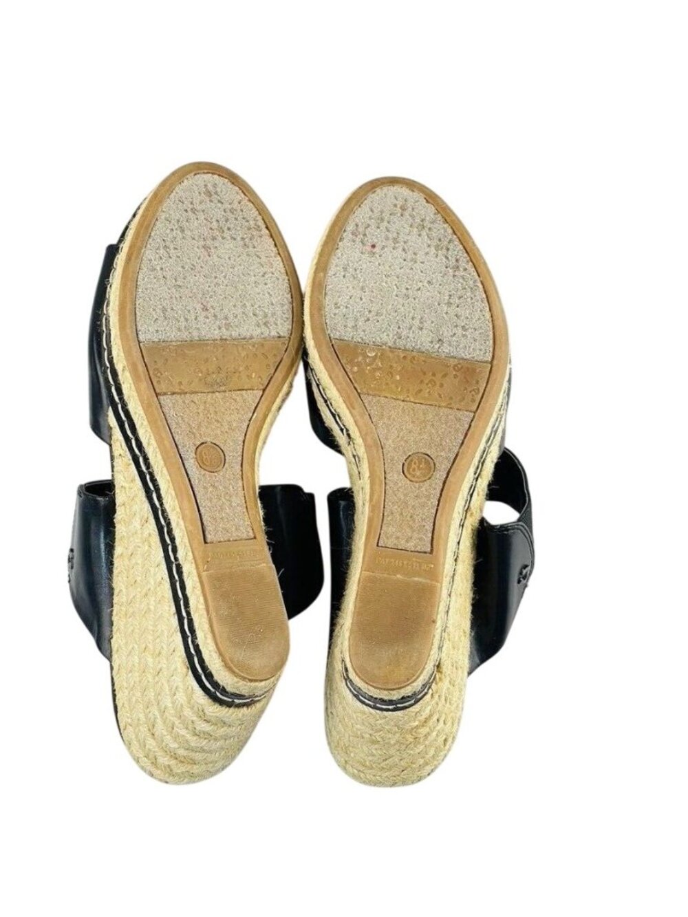 Etienne Aigner Womens Black Wedge Sandals With Elastic Straps & Espadrille Heel - Picture 7 of 11